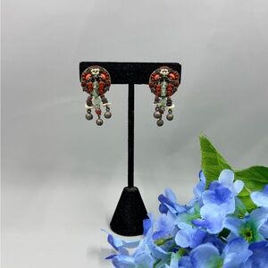 Ayala Bar Designer Handmade Vintage Multicolor Beaded Clip On Earrings